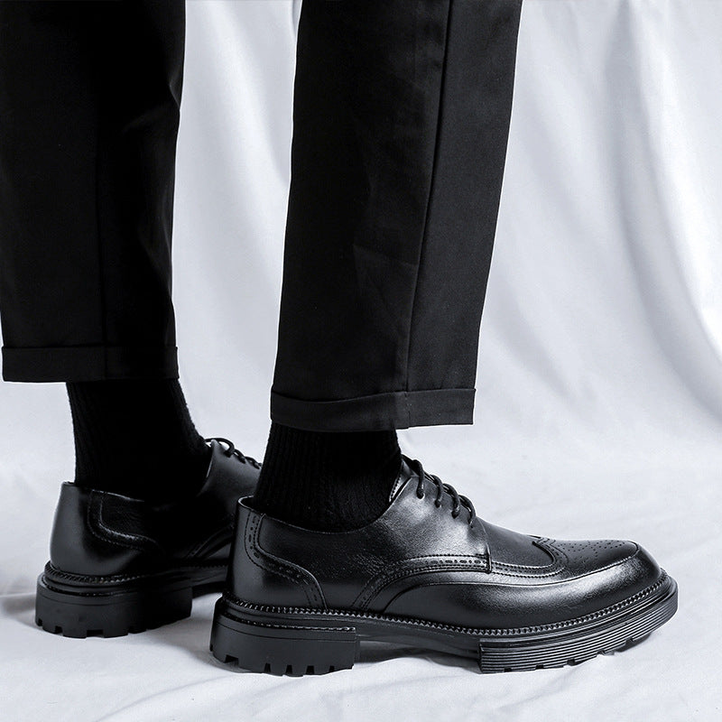 Casual Brogue Platform Leather Shoes Men's
